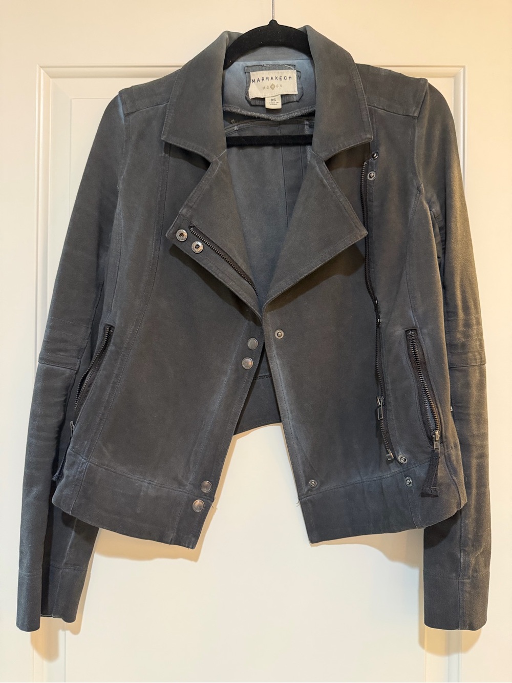 Marrakech Charcoal Leather Moto Jacket
